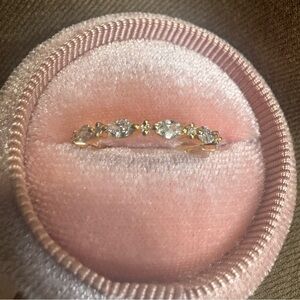 Brand New. Lab Grown Diamond Round & Marquise Cut Half Band 14K Gold Solid.